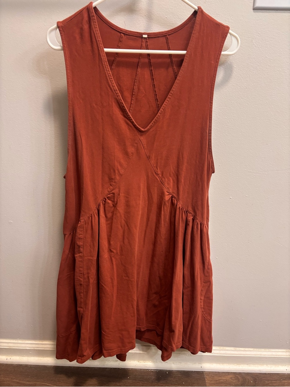 Rust Sleeveless V-Neck Women’s Dress